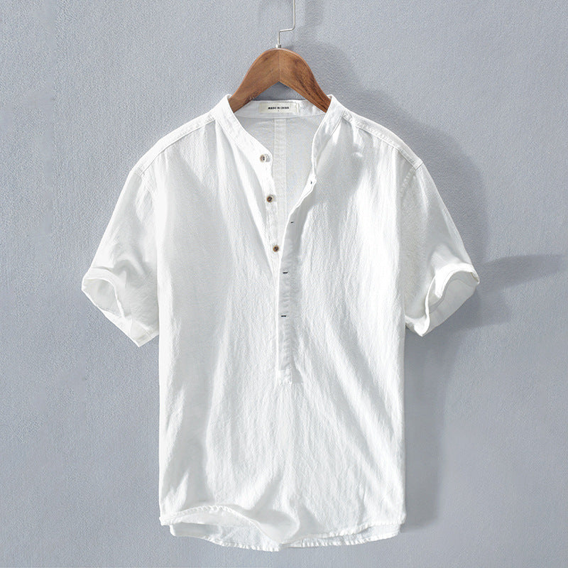 Men's Cotton Linen Short-Sleeve Shirt