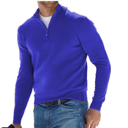 V-neck casual polo shirt with zipper