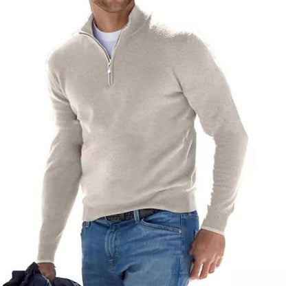 V-neck casual polo shirt with zipper