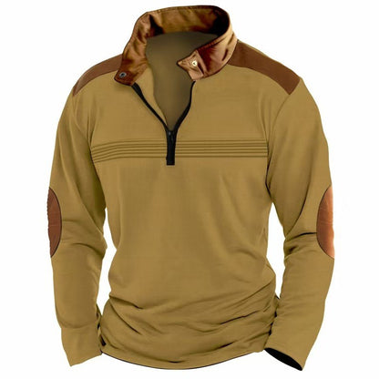 Long sleeve polo shirt with solid color seams