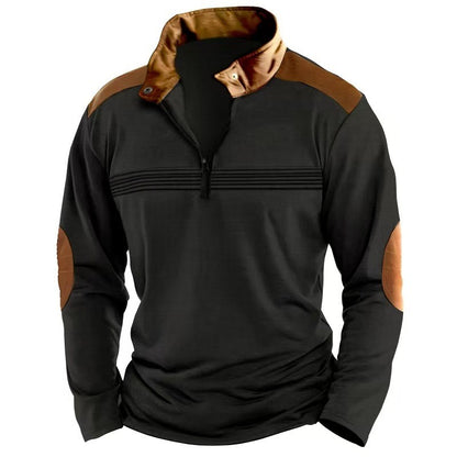 Long sleeve polo shirt with solid color seams