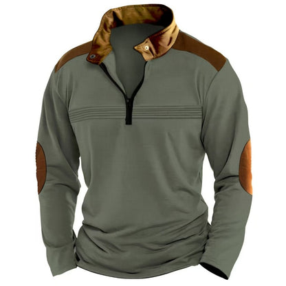 Long sleeve polo shirt with solid color seams