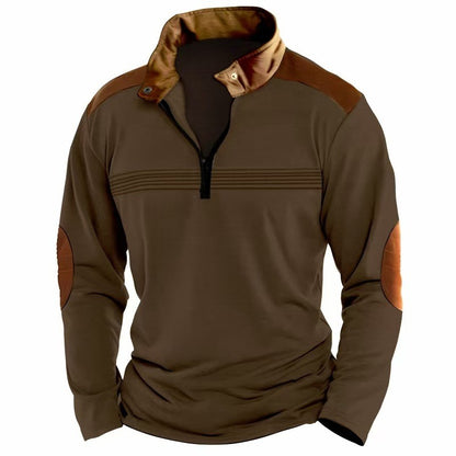 Long sleeve polo shirt with solid color seams